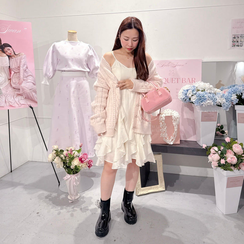 Pink Cable Cardigan - MAISON MARBLE
