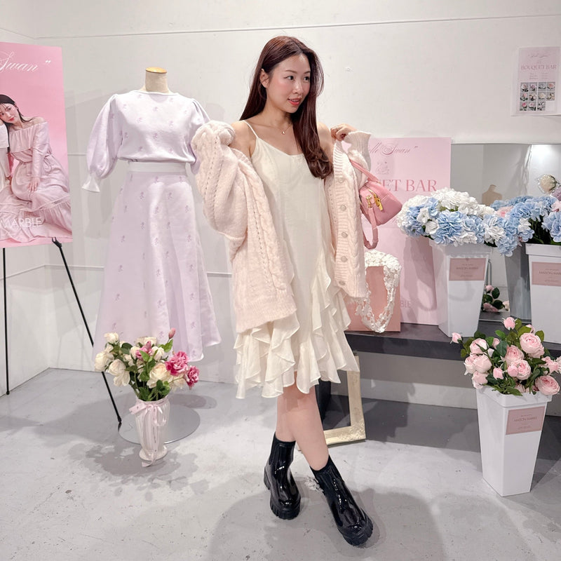 Pink Cable Cardigan - MAISON MARBLE