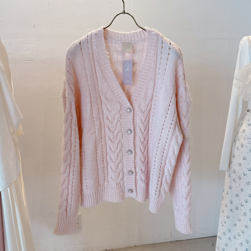 Pink Cable Cardigan - MAISON MARBLE