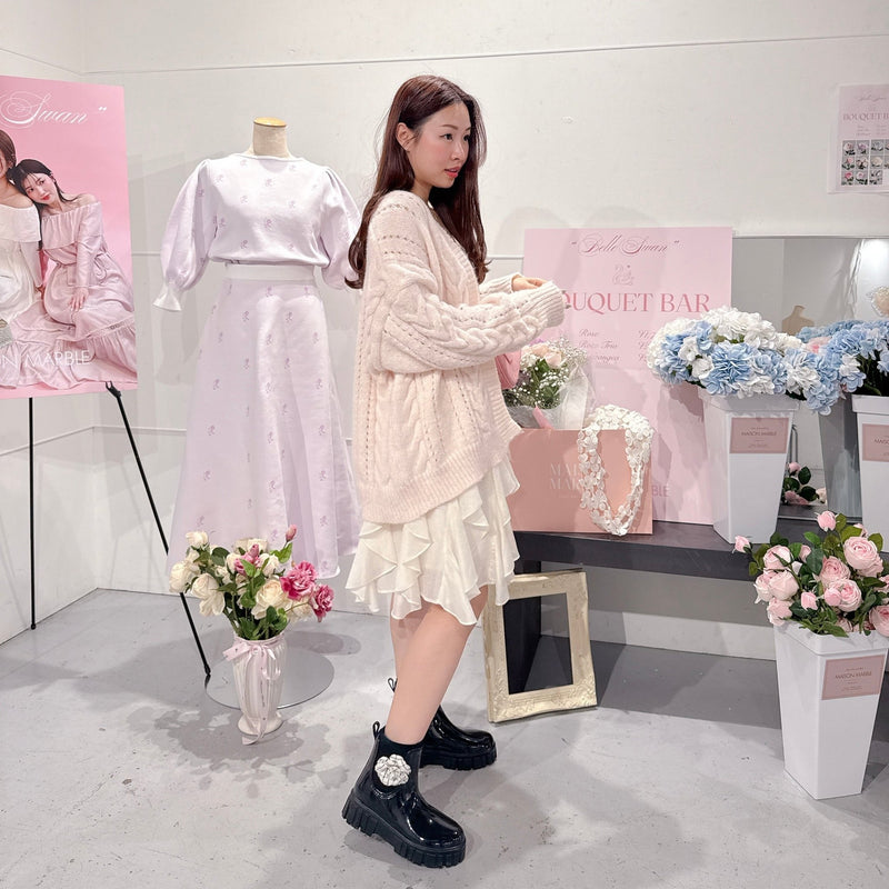 Pink Cable Cardigan - MAISON MARBLE