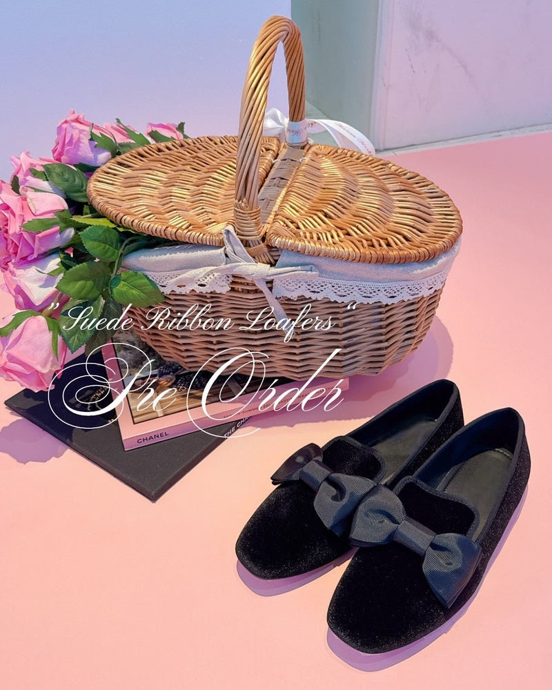 【PRE ORDER】Suede Ribbon Loafers - MAISON MARBLE