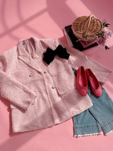 【PRE ORDER】Tina Pink Tweed Jacket - MAISON MARBLE