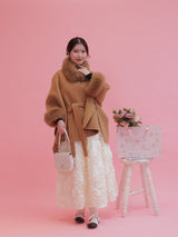 【PRE ORDER】Wool 100％ Anna Cape Coat - MAISON MARBLE