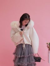 【PRE ORDER】Wool 100％ Fur Short Jumper - MAISON MARBLE