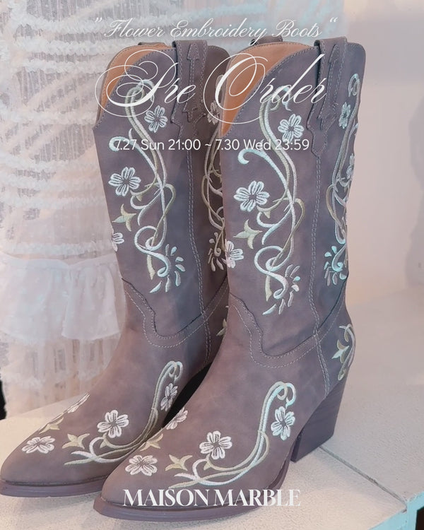 【PRE ORDER】Flower Embroidery Boots