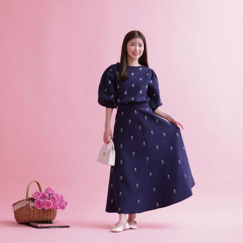 Rose Jacquard Knit Tops - MAISON MARBLE