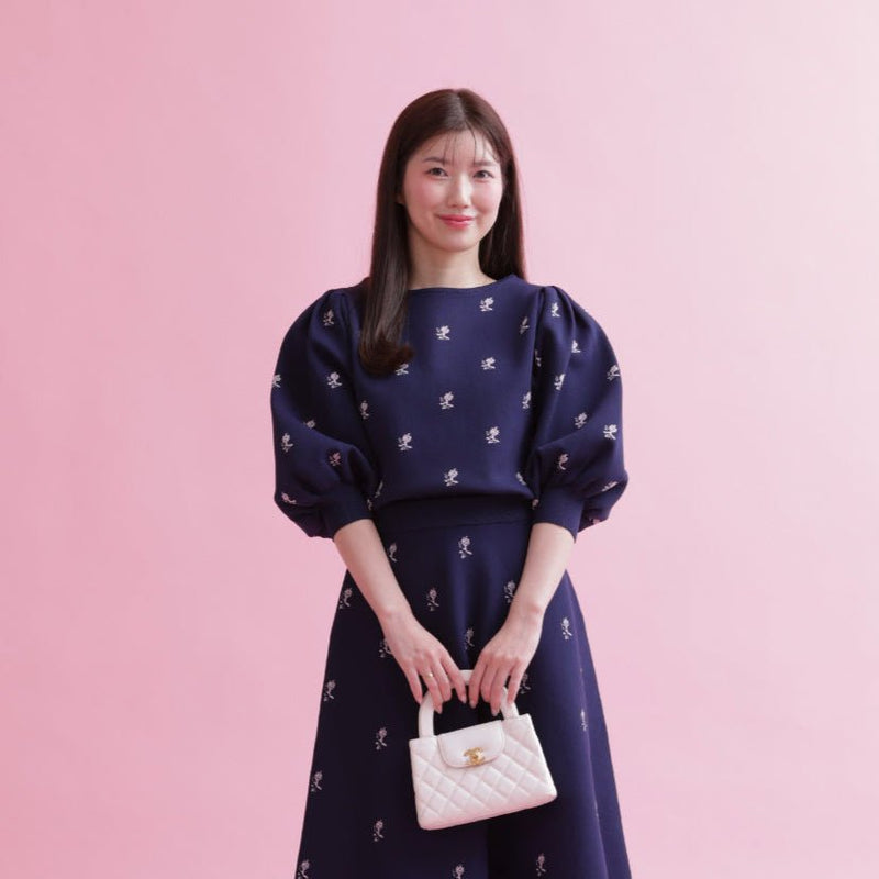 Rose Jacquard Knit Tops - MAISON MARBLE