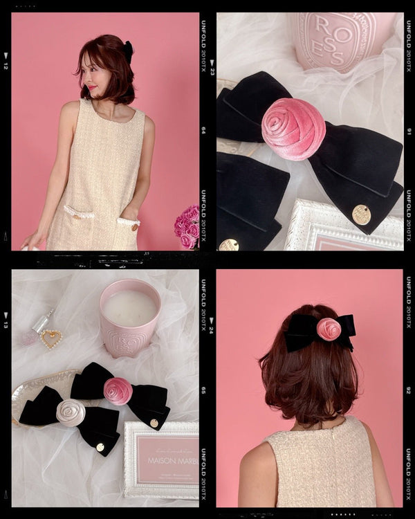 Rose Ribbon Barette - MAISON MARBLE