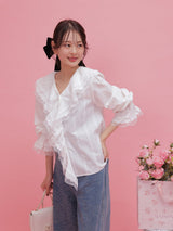 Ruffle Shirt Blouse - MAISON MARBLE