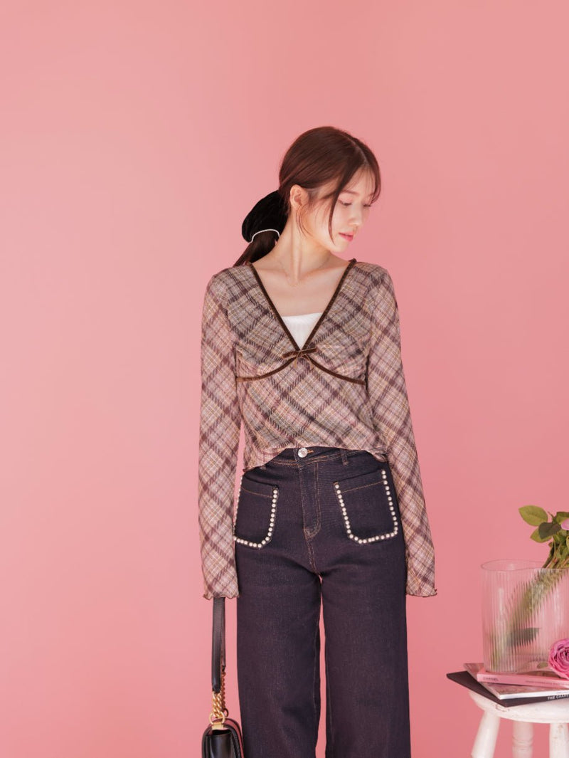 Sheer Check Tops - MAISON MARBLE