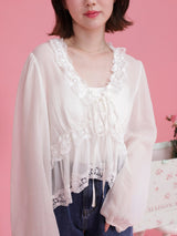 Sheer Lacy Blouse - MAISON MARBLE