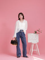 Sheer Lacy Blouse - MAISON MARBLE