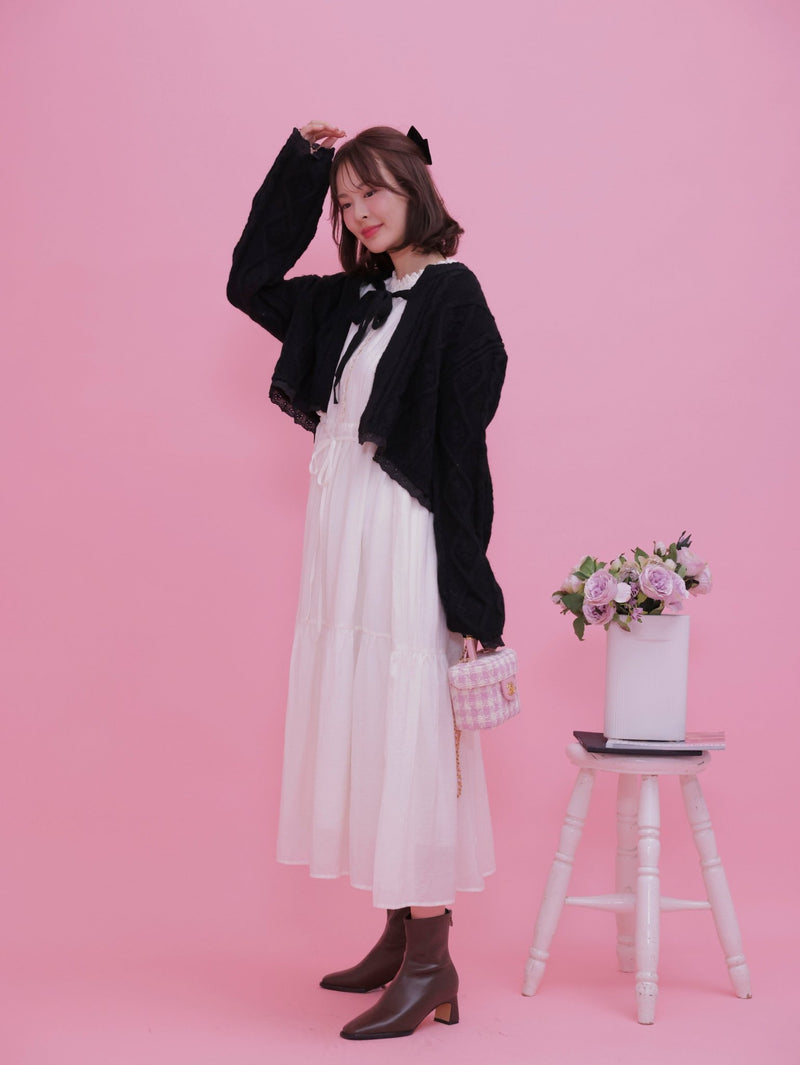Short Ribbon Cardigan - MAISON MARBLE