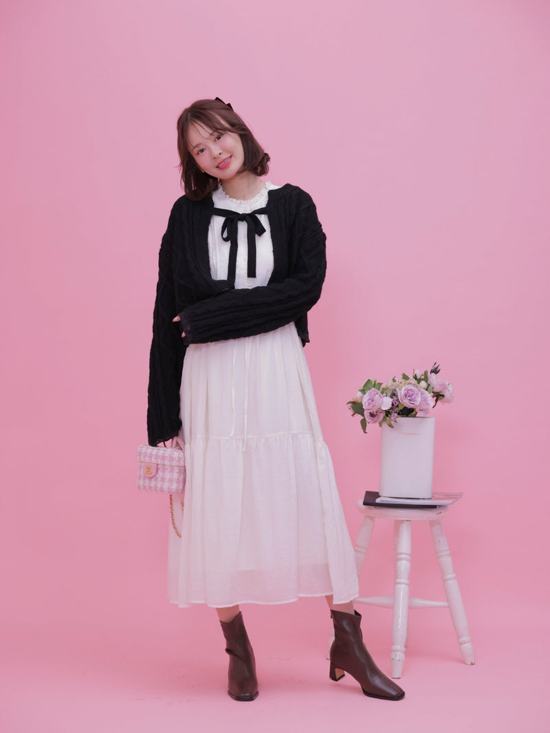 Short Ribbon Cardigan - MAISON MARBLE