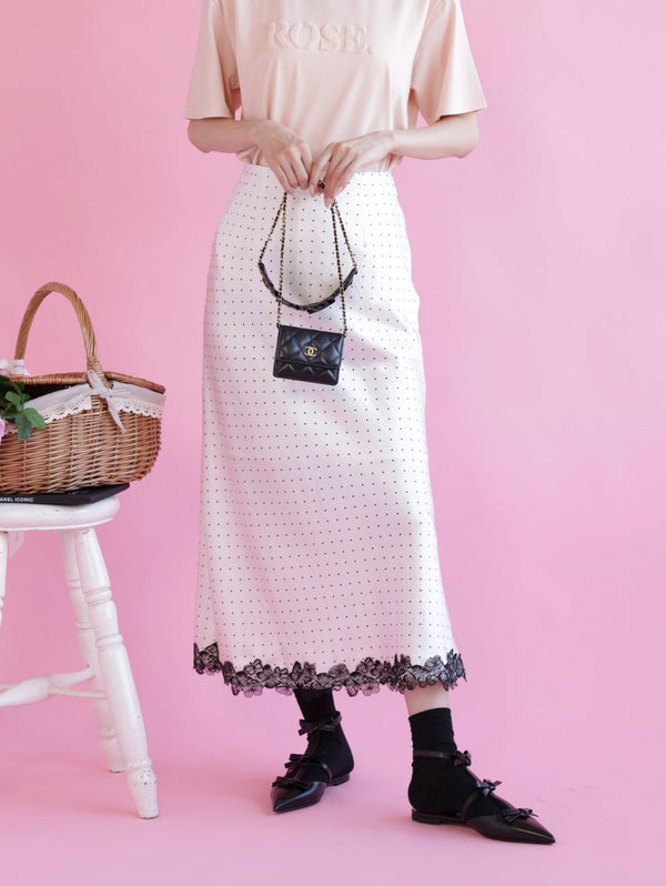 Silky Dot Lace Skirt - MAISON MARBLE