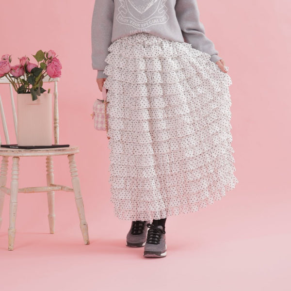 Tiered Dot Skirt - MAISON MARBLE