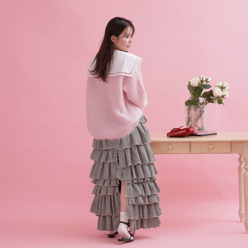 Tiered Gingham Skirt - MAISON MARBLE