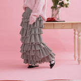 Tiered Gingham Skirt - MAISON MARBLE