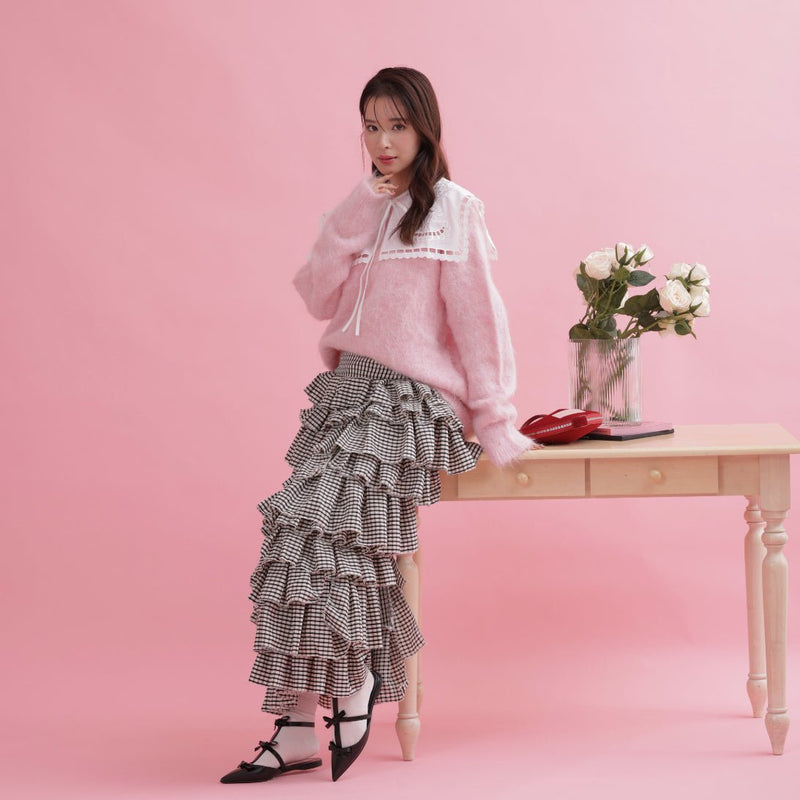 Tiered Gingham Skirt - MAISON MARBLE