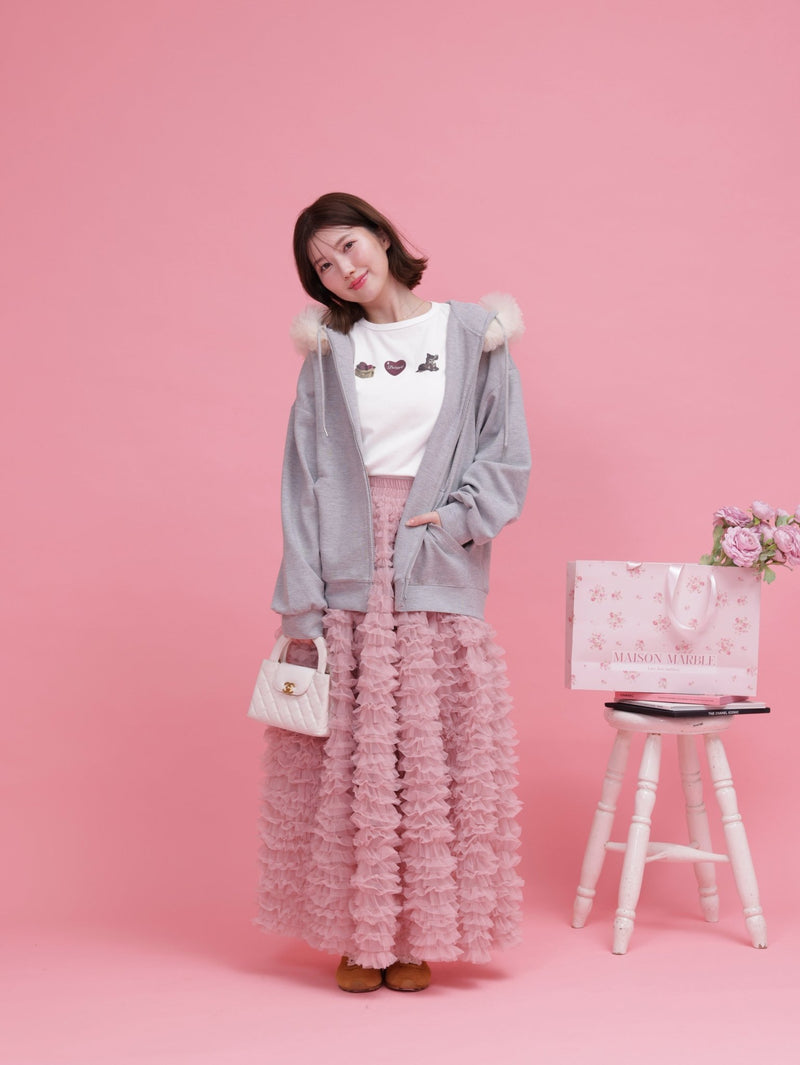 maison marble Tulle Hoodieピンク 預購] 夢幻花呢夾克– MAISON MARBLE