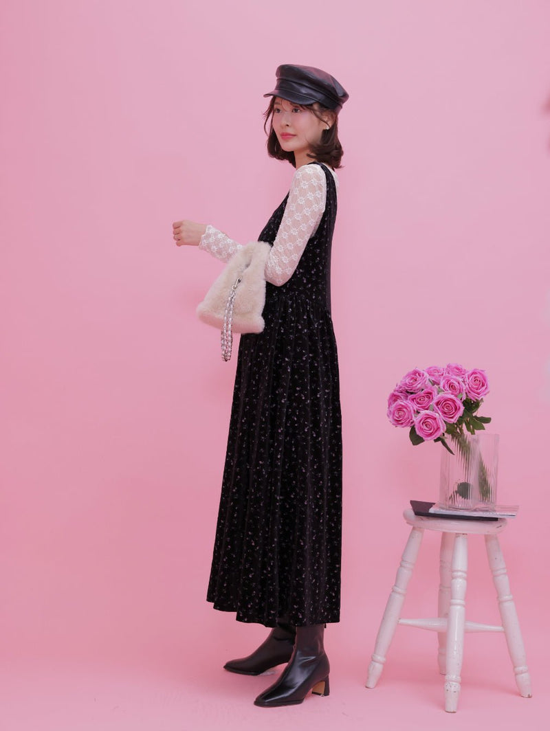 Velour Floral Dress - MAISON MARBLE