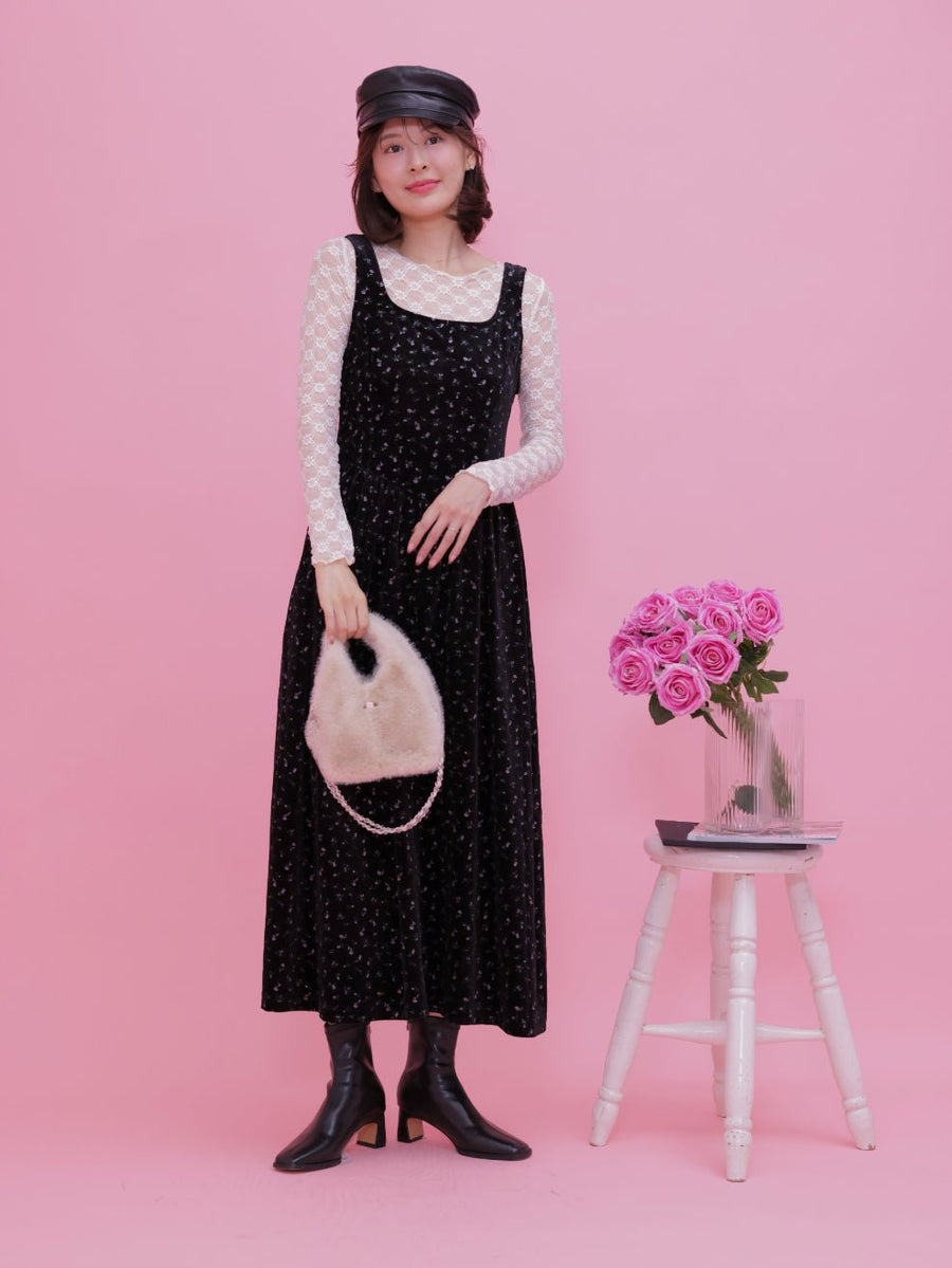 在庫調整】Velour Floral Dress – MAISON MARBLE