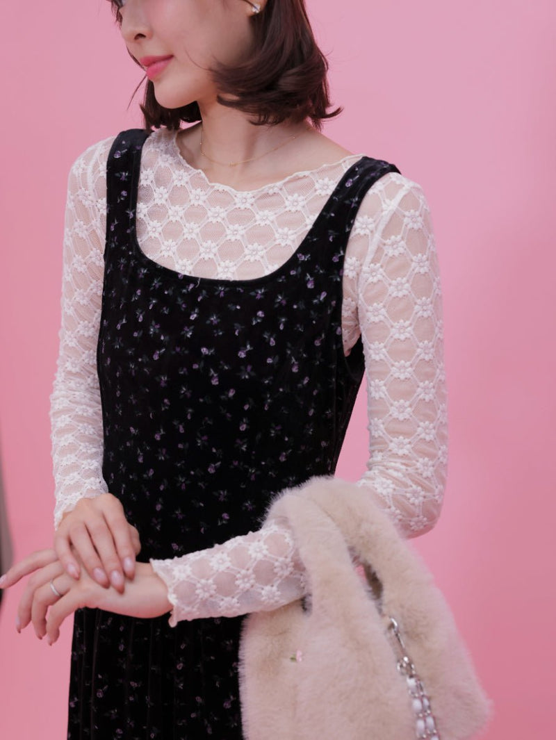 Velour Floral Dress - MAISON MARBLE