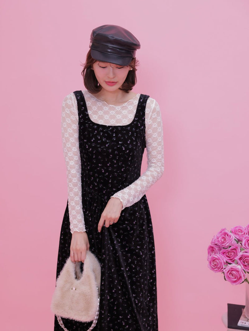 Velour Floral Dress - MAISON MARBLE