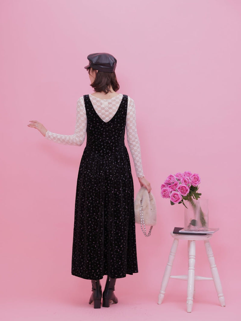 Velour Floral Dress - MAISON MARBLE