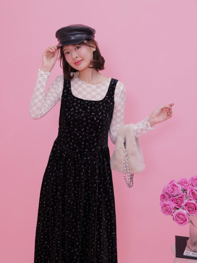 Velour Floral Dress - MAISON MARBLE