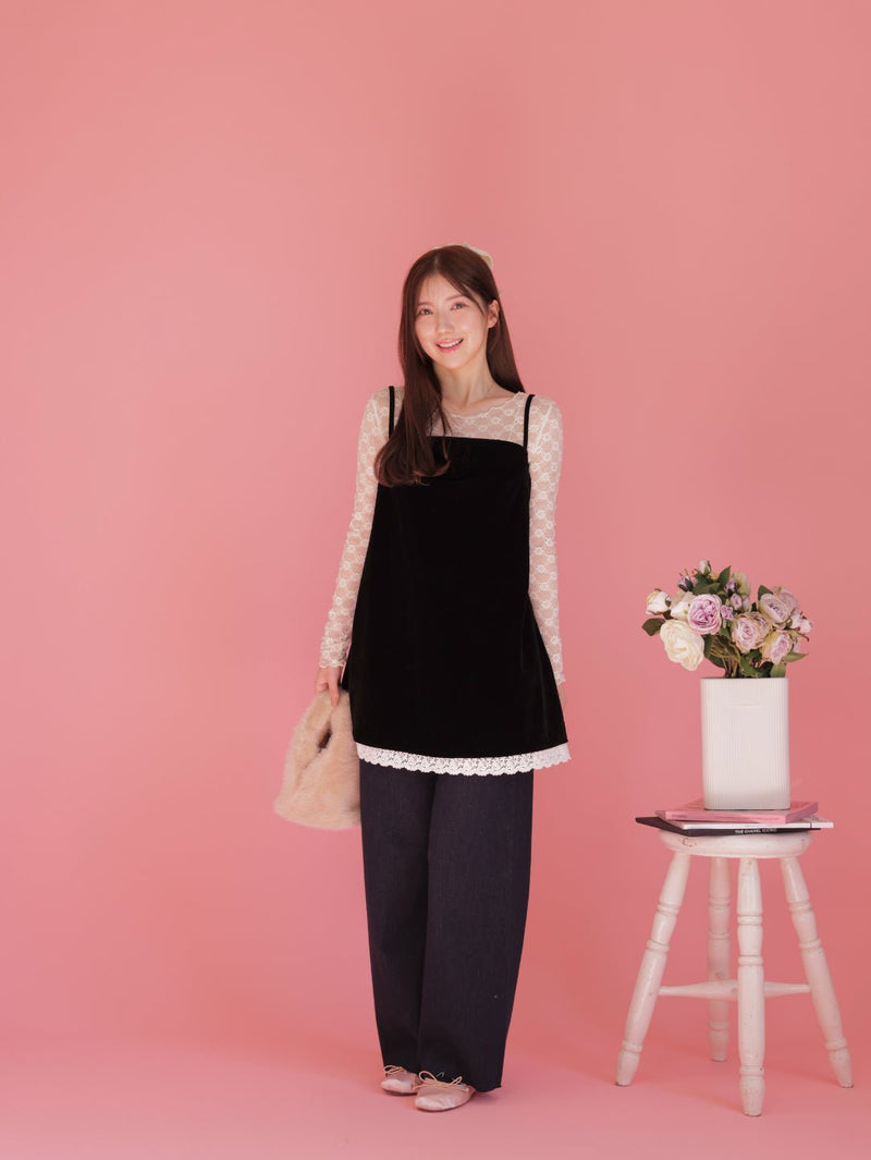 Velour Lace Cami - MAISON MARBLE