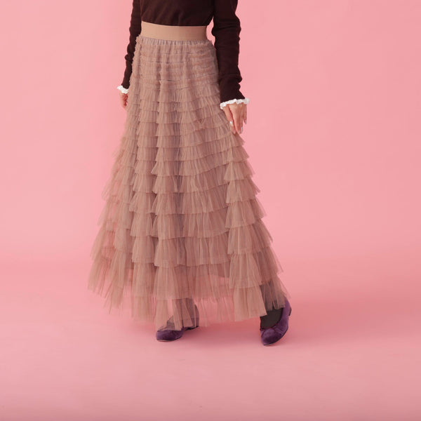 【11月中旬発送】Mauve Tulle Skirt - MAISON MARBLE