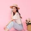 Gingham Straw Hat - MAISON MARBLE