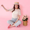 Gingham Straw Hat - MAISON MARBLE