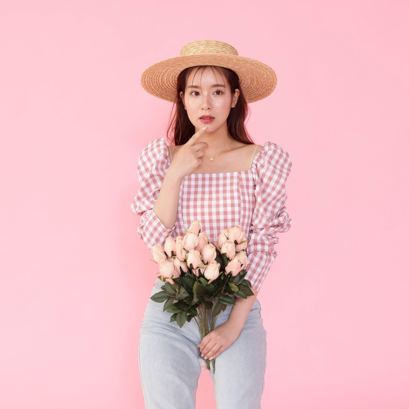 Gingham Puff Blouse – MAISON MARBLE