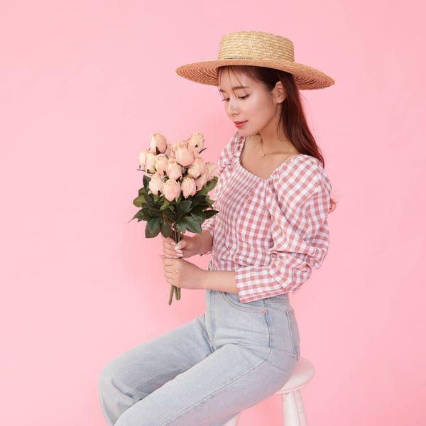 Gingham Puff Blouse