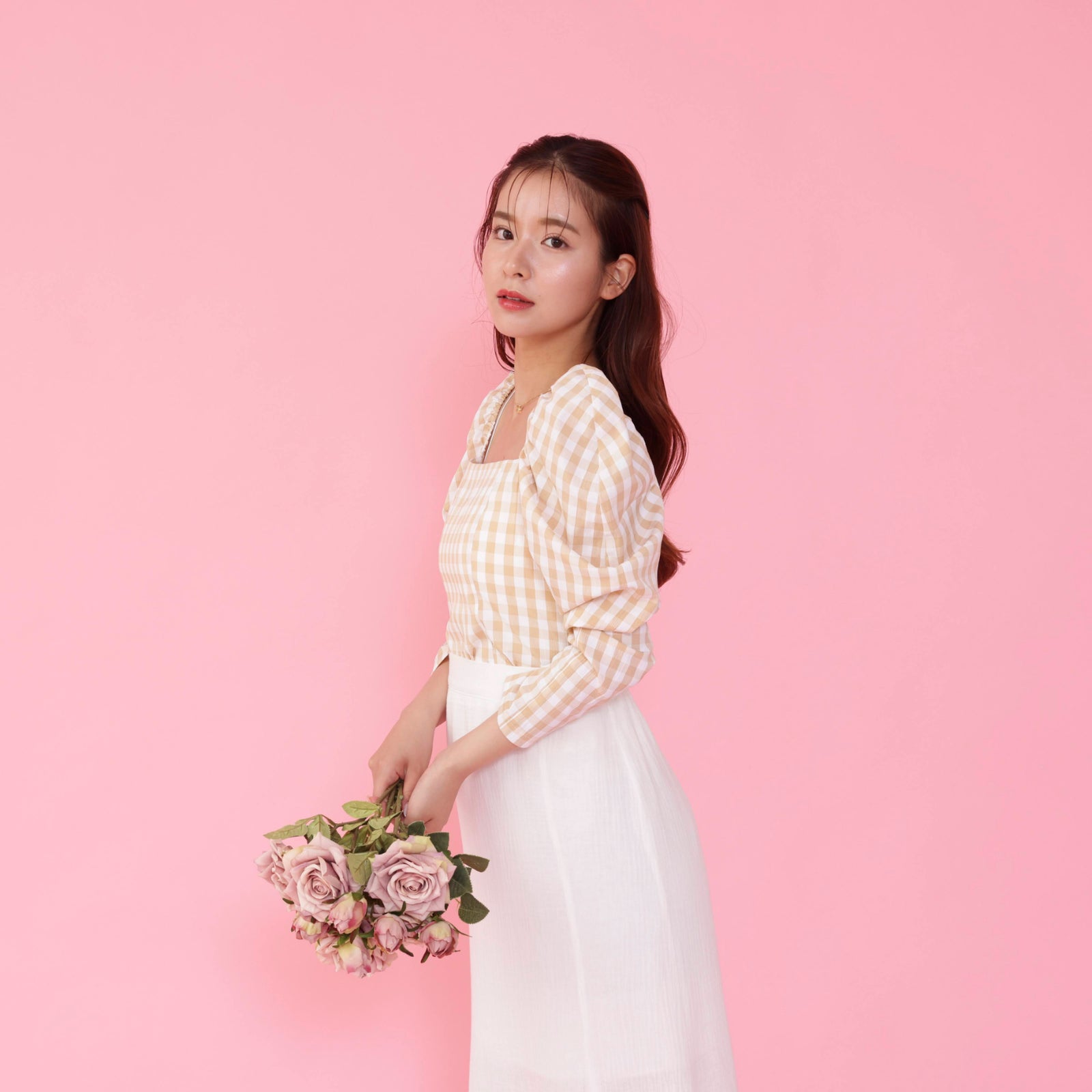Gingham Puff Blouse – MAISON MARBLE