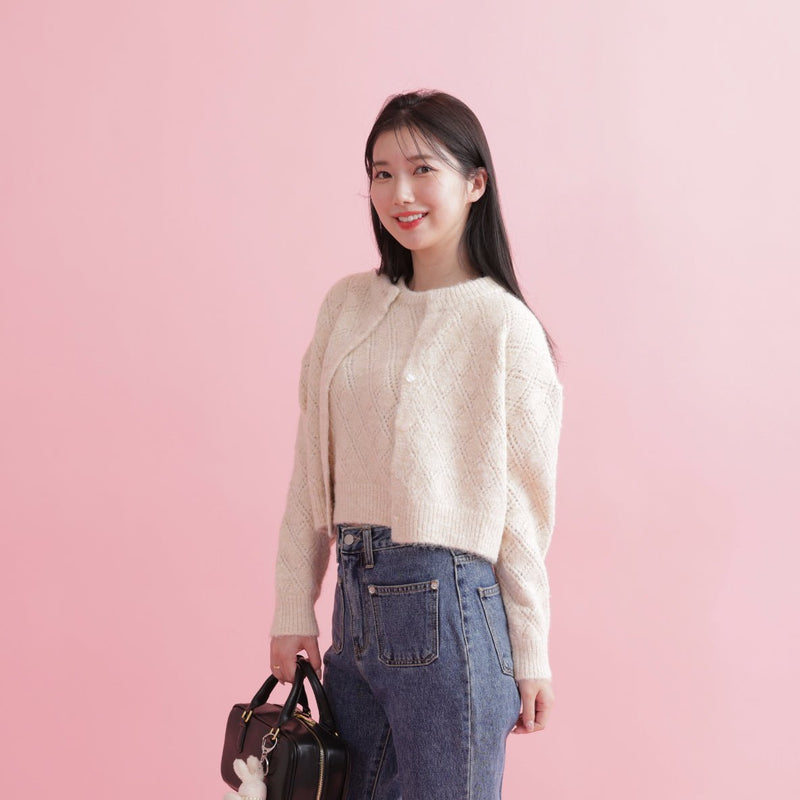 Check Knit Cardigan - MAISON MARBLE