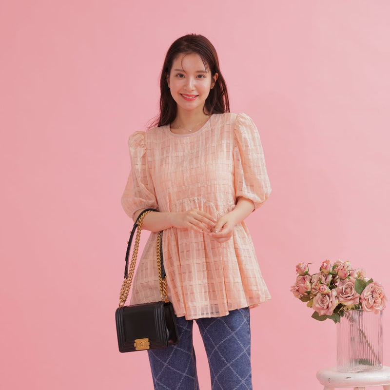 Check Peony Blouse - MAISON MARBLE