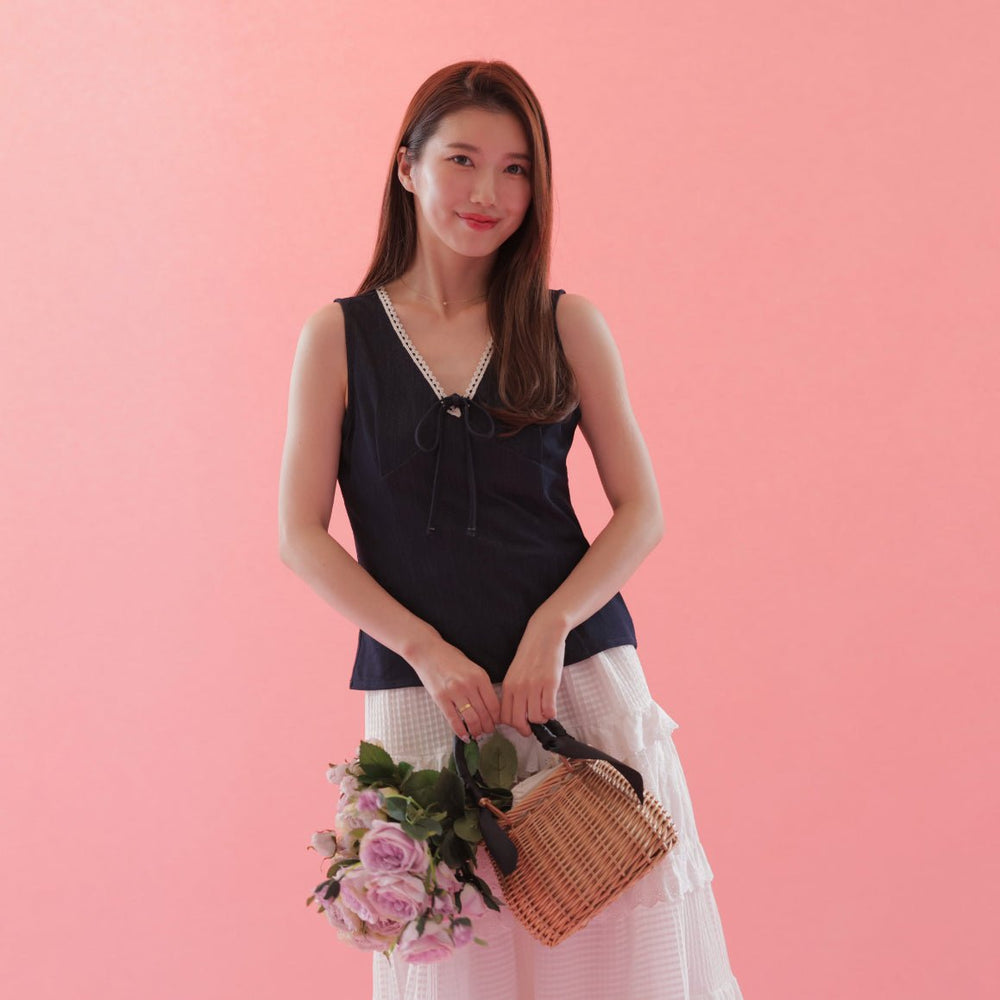 Denim lace tops – MAISON MARBLE 