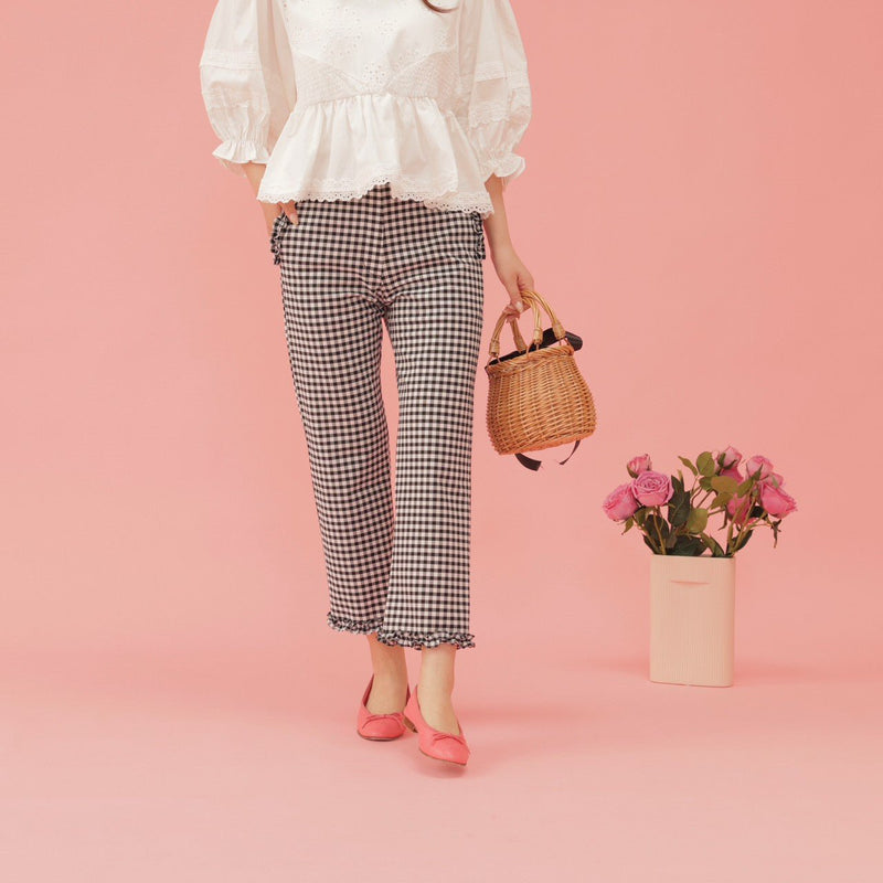 Frill Gingham Pants - MAISON MARBLE