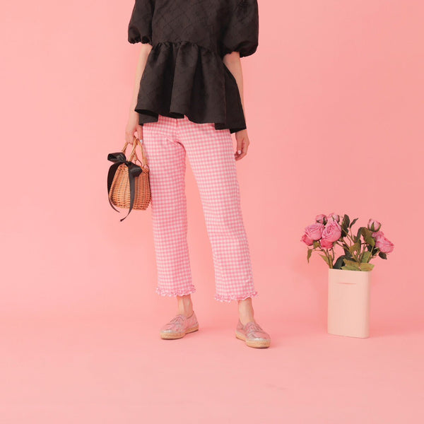 Frill Gingham Pants - MAISON MARBLE