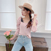 Gingham Puff Blouse - MAISON MARBLE