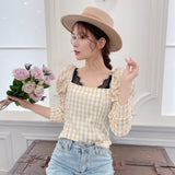 Gingham Puff Blouse - MAISON MARBLE
