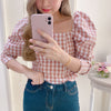 Gingham Puff Blouse - MAISON MARBLE