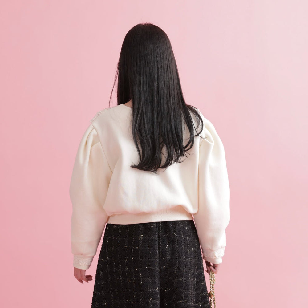 在庫調整】Lace Frill Sweater – MAISON MARBLE