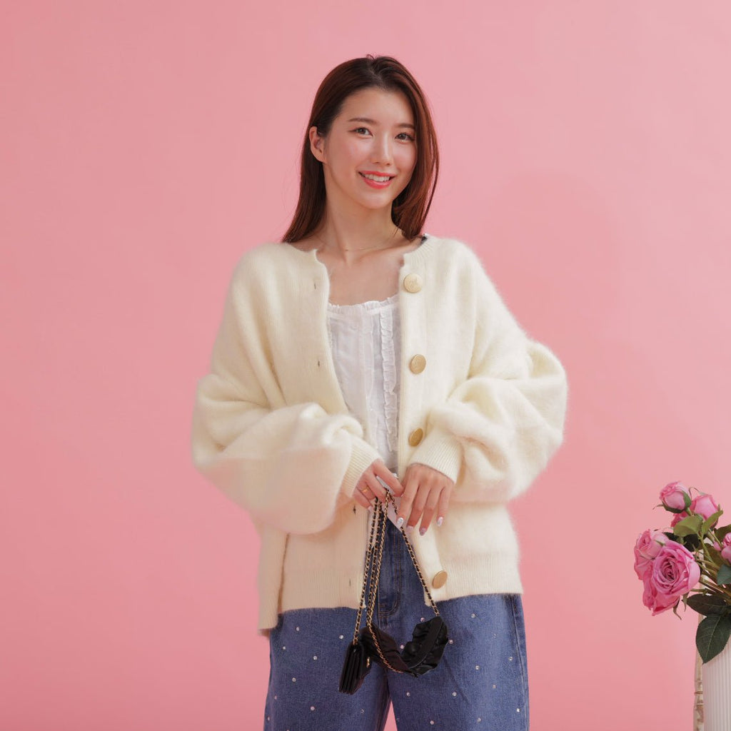 肩幅58cmMaison Marble Melty Mohair Cardigan - カーディガン/ボレロ