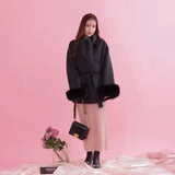 【PRE ORDER】Fur Sleeves Wool Coat - MAISON MARBLE