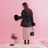 【PRE ORDER】Fur Sleeves Wool Coat - MAISON MARBLE