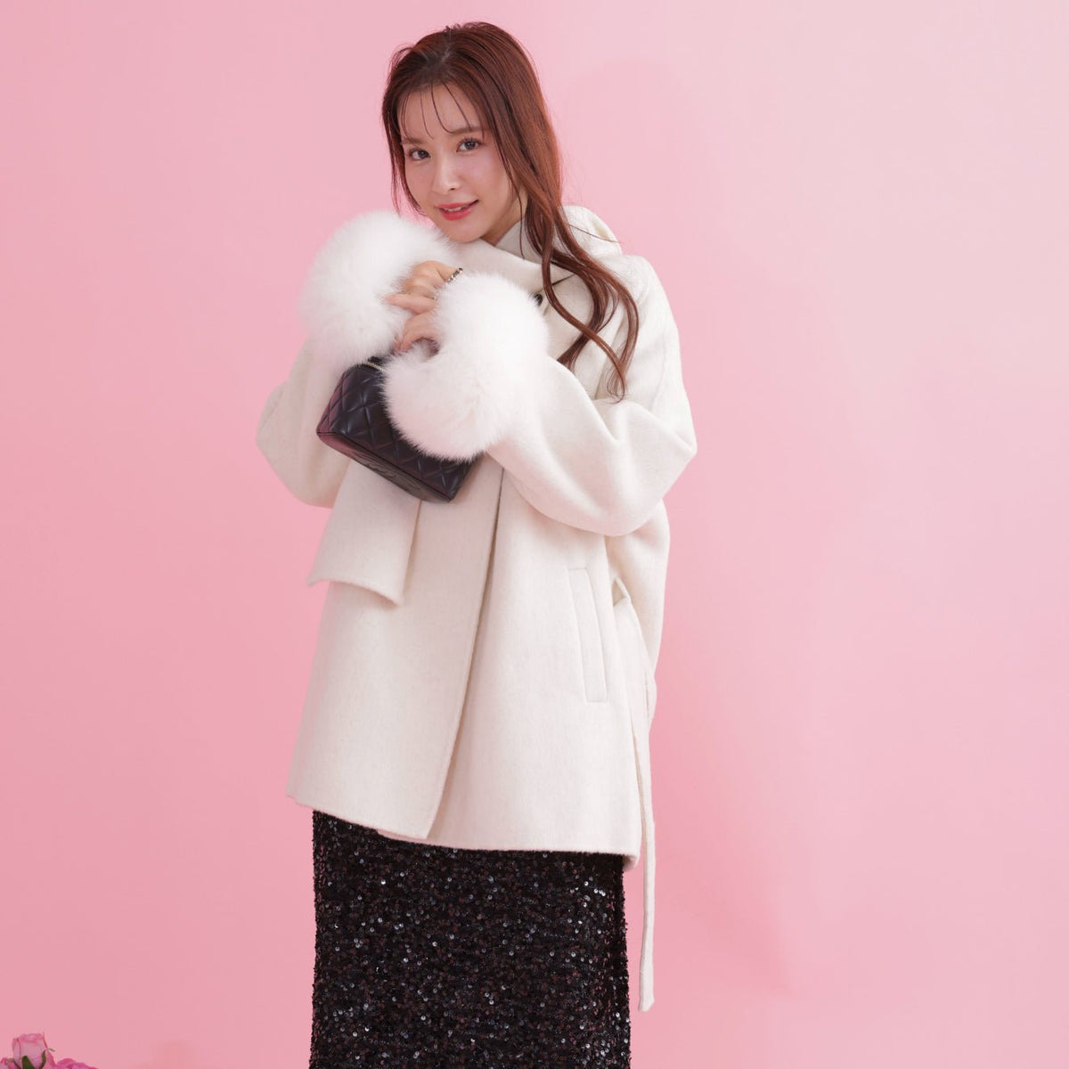 PRE ORDER]Fur Sleeves Wool Coat – MAISON MARBLE